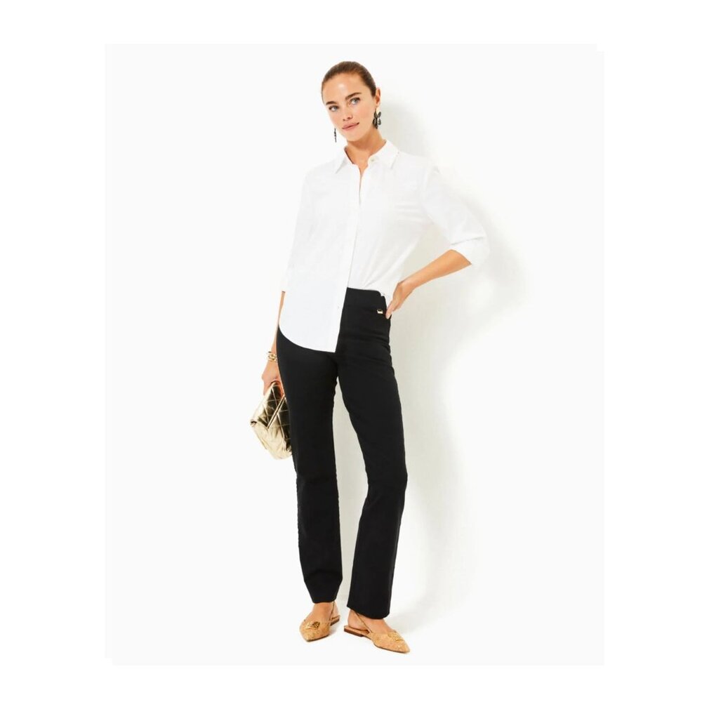 Lilly Pulitzer Declynn High Rise Straight Leg Pants Black Size 8 NWT